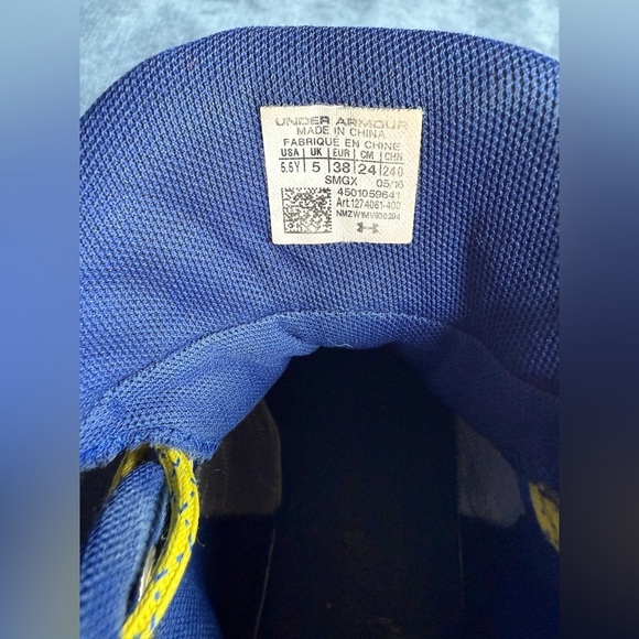 Under Armour Youth Curry 3 SZ 5.5Y Shoes Blue Yellow Basketball Training Sneaker - Picture 8 of 9